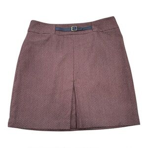 Ann Taylor Loft Wool Blend Skirt Hounds tooth Size 14 Fully Lined Belt Detail